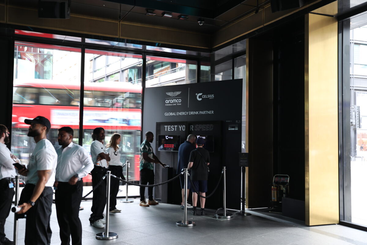 Aston Martin Aramco and Celsius reaction-time test at the Silverstone Grand Prix event in London