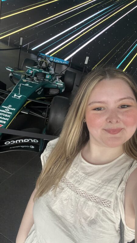 Selfie with an Aston Martin AMR26 Formula 1 car at the event